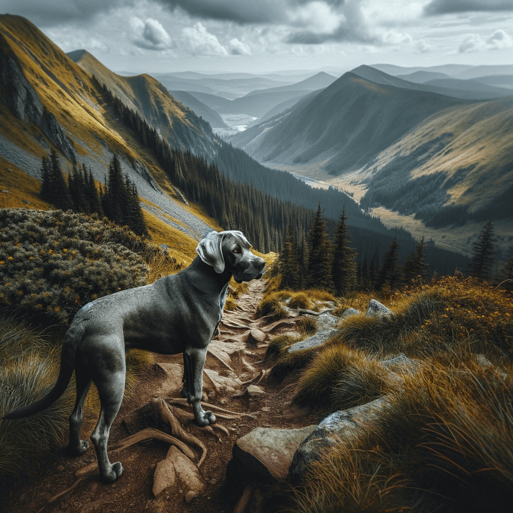 Greyador_on_a_hiking_adventure_exploring_a_scenic_mountain_trail_showcasing_its_adventurous_spirit_and_love_for_the_outdoors