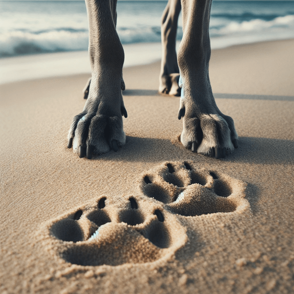 Greyador_s_pawprints_in_the_sand_during_a_beachside_stroll_symbolizing_its_adventurous_spirit_and_love_for_exploration