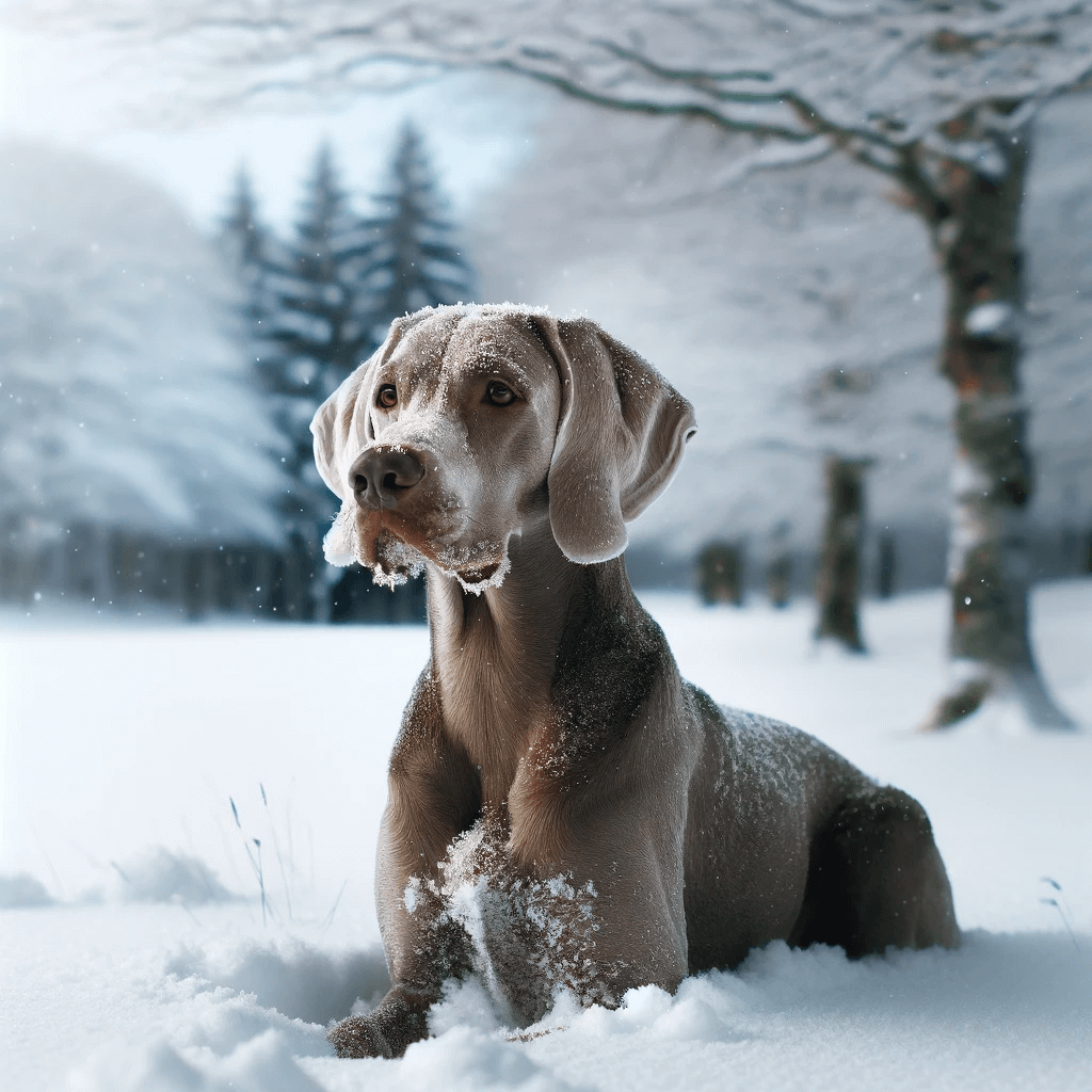 Labmaraner_Enjoying_the_Snow_An_image_capturing_a_Labmaraner_s_delight_in_a_snowy_landscape_its_fur_dusted_with_snowflakes_embodying