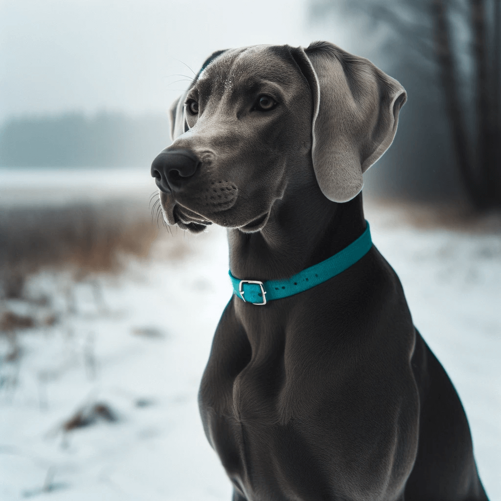 Labmaraner_dog_with_a_sturdy_build_sitting_in_snow_wearing_a_bright_teal_collar