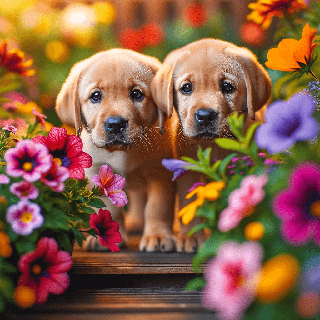 Labradorii_puppies_Labrador_Retrievers_exploring_the_wonders_of_a_garden_filled_with_vibrant_flowers