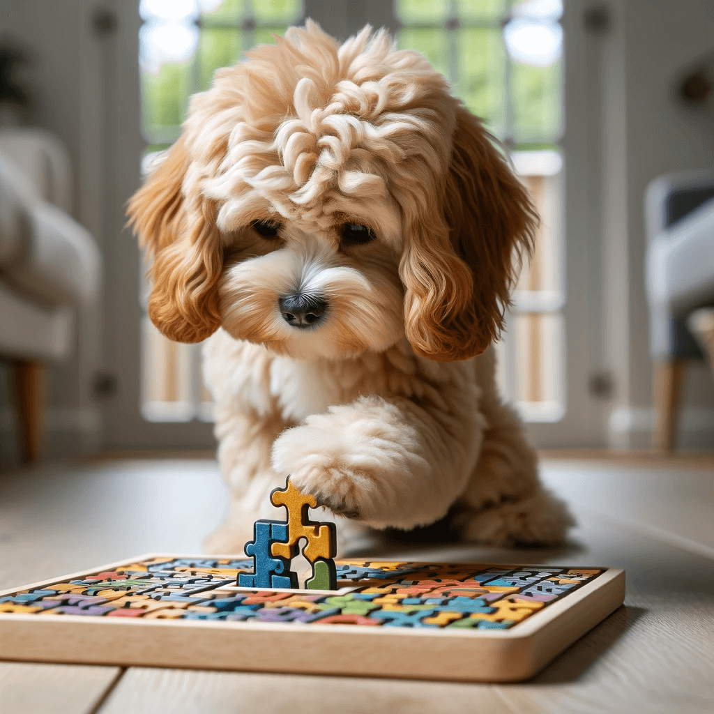 Mini_Cavapoo_engaged_with_a_puzzle_toy_emphasizing_the_importance_of_mental_stimulation_for_this_intelligent_breed.