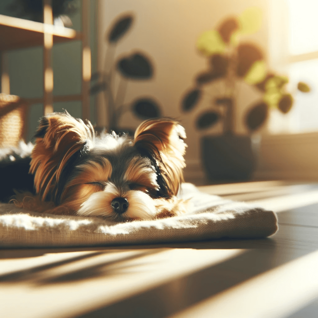 Parti_Yorkie_taking_a_nap_in_a_sunlit_room_emphasizing_its_peaceful_and_calm_moments_amidst_its_usually_energetic_demeanor.