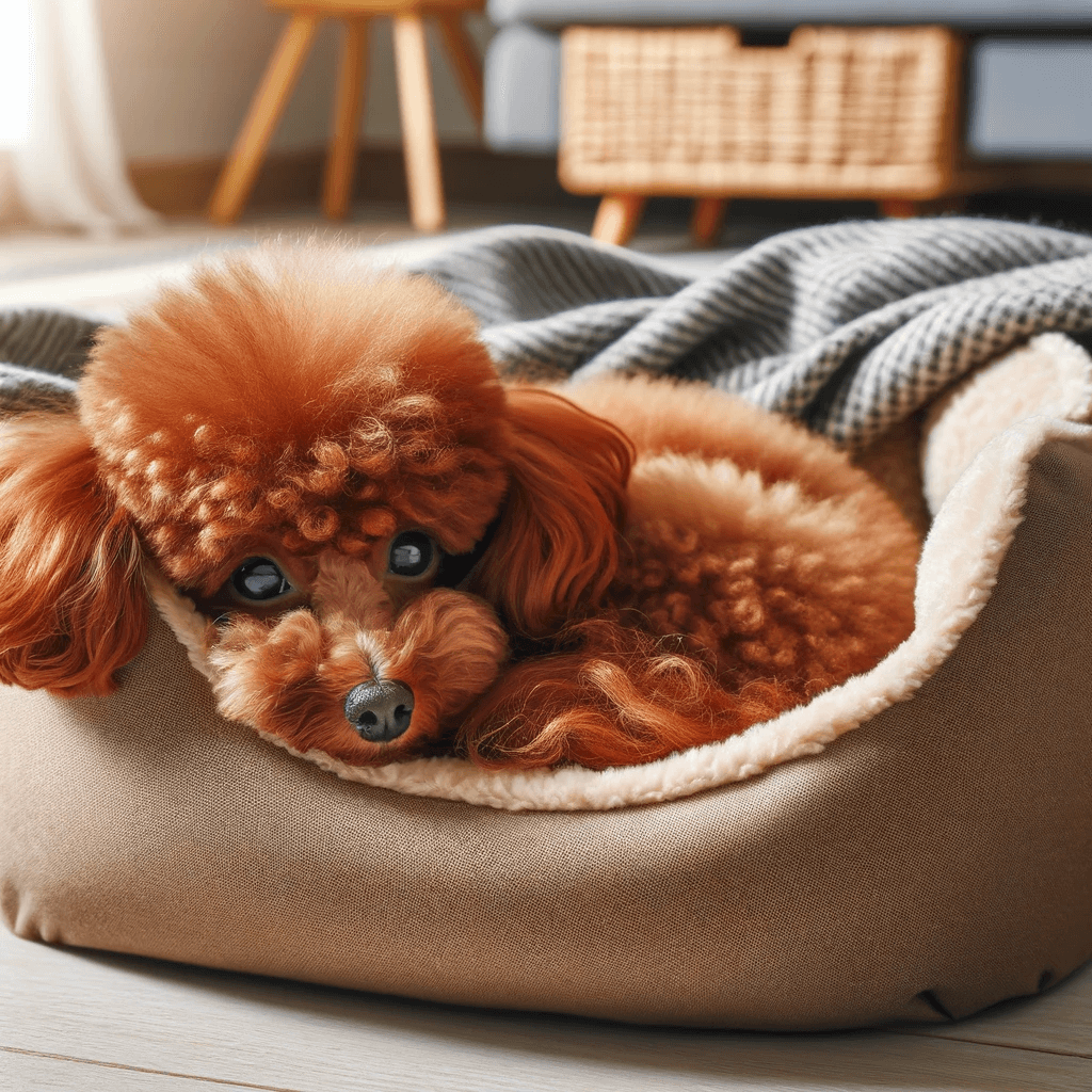 Red_Toy_Poodle_curled_up_in_a_cozy_bed_demonstrating_its_comfort_in_both_spacious_homes_and_compact_living_spaces