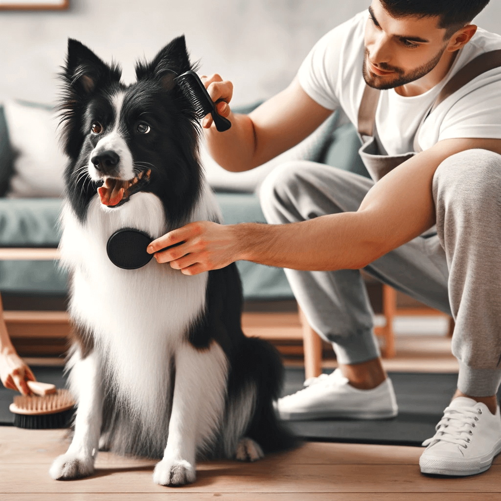 Short_Haired_Border_Collie_being_groomed_by_its_owner_in_a_home_environment.