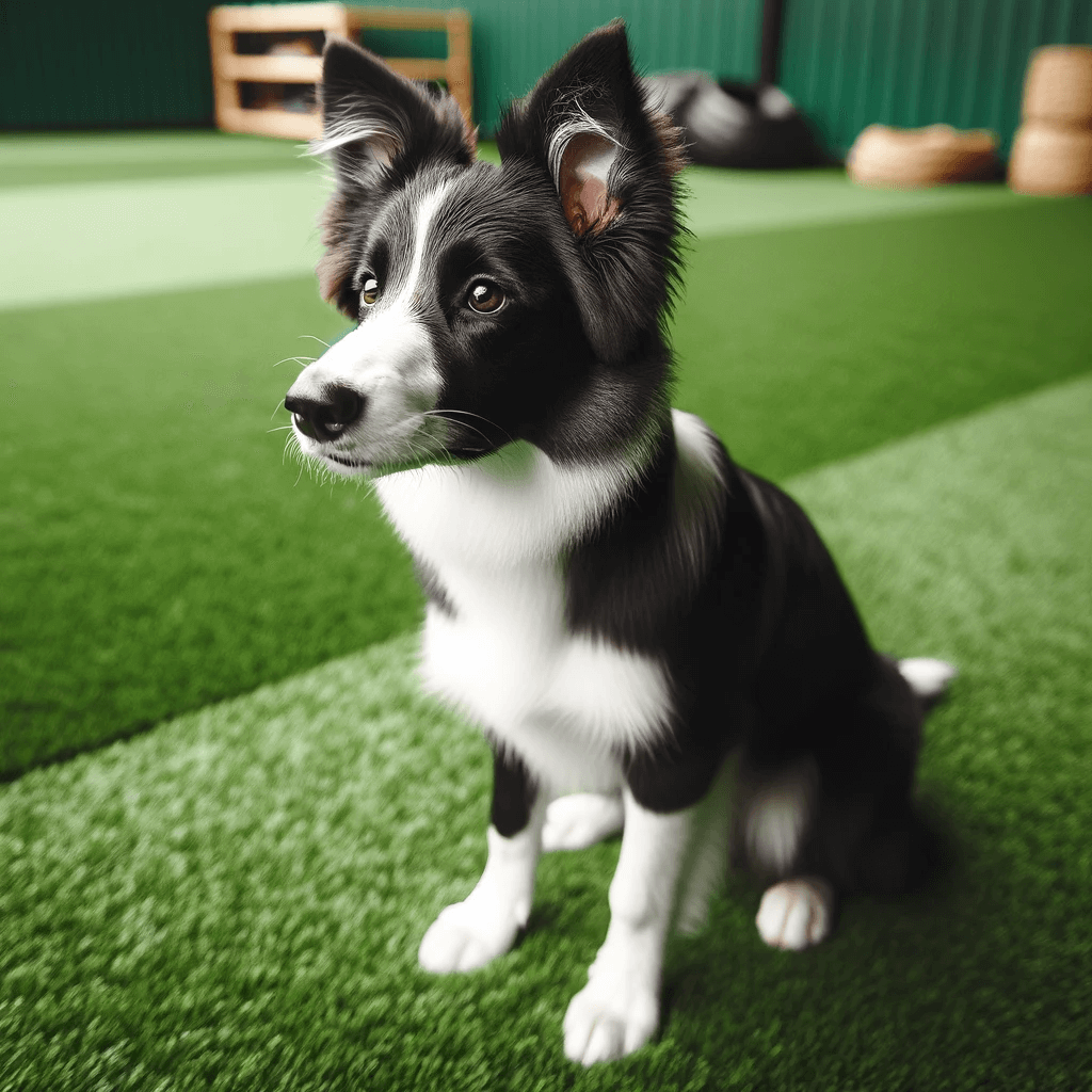 Short_Haired_Border_Collie_sitting_on_a_green_artificial_turf_looking_attentive_and_possibly_in_a_training_or_play_area.