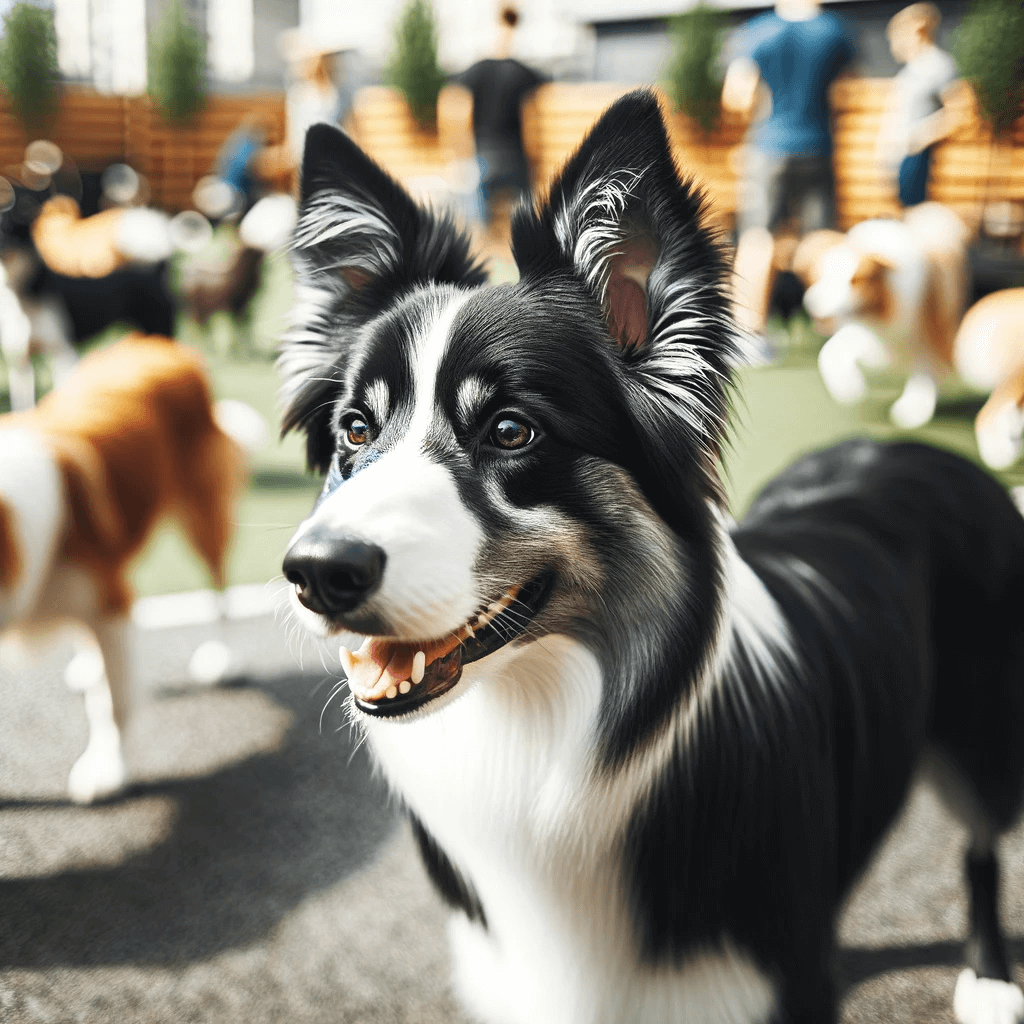 Short_Haired_Border_collie_outside_possibly_in_a_dog_park_or_training_facility_with_other_dogs_in_the_background_showing_the_social_and_active_na