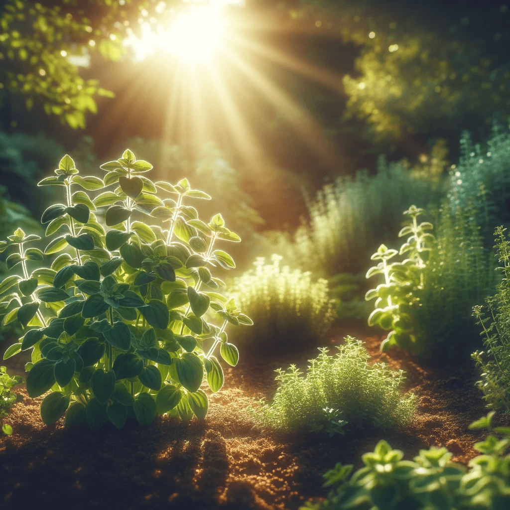 The_garden_is_lush_with_oregano_plants_their_green_leaves_vibrant