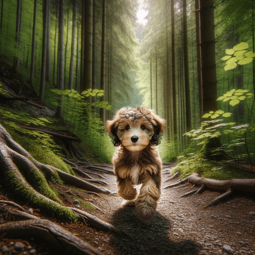 Toy_Aussiedoodle_on_a_hiking_trail_leading_the_way_through_a_forest._The_image_highlights_the_breed_s_energy_stamina_and_love