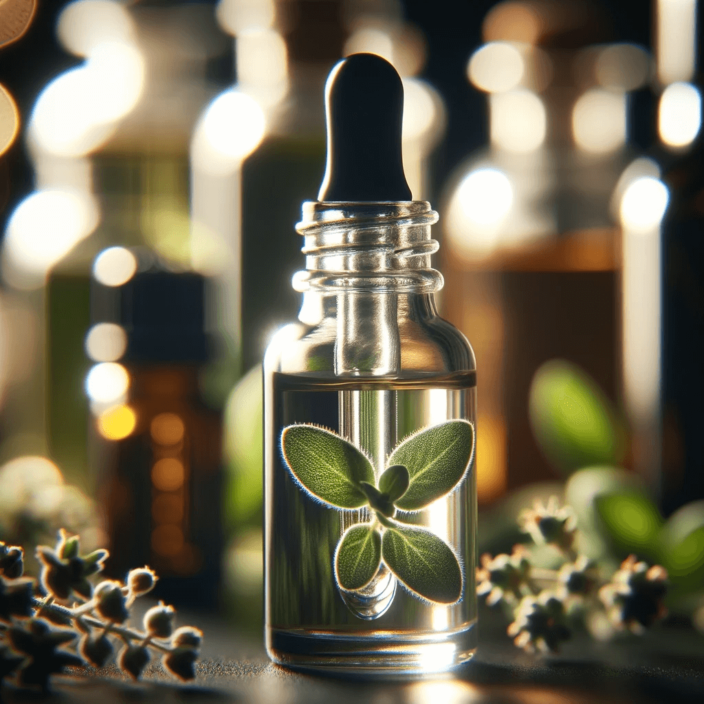 a_dropper_filled_with_oregano_oil_with_a_blurred_background_of_an_essential_oil_collection