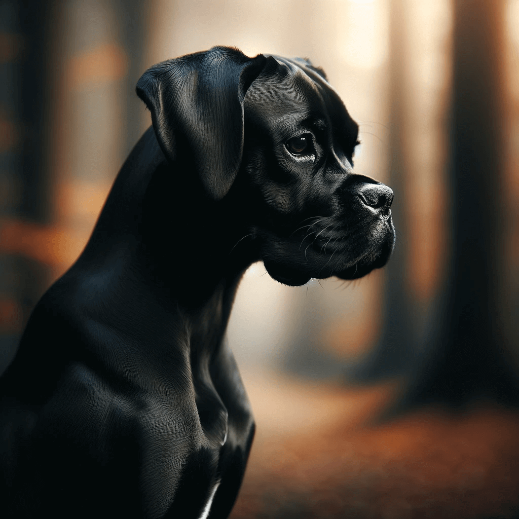 black_Boxer-Lab_mix_black_Boxador_in_profile_standing_with_elegance._The_focus_is_on_the_dog_s_sleek_black_coat_with_the_background_artistically