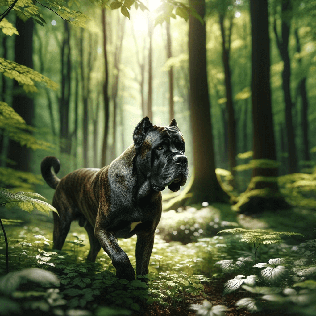 brindle_Cane_Corso_in_a_lush_forest_exploring_the_greenery
