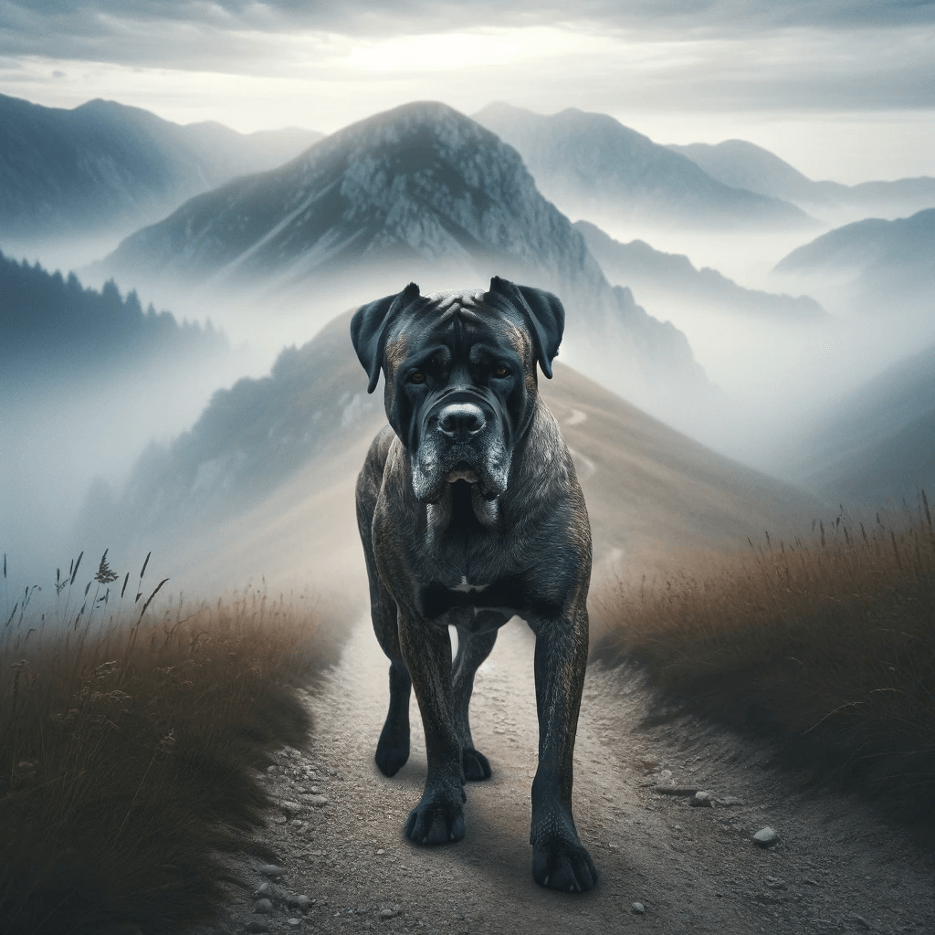 brindle_Cane_Corso_on_a_misty_mountain_path_with_fog_surrounding_the_landscape