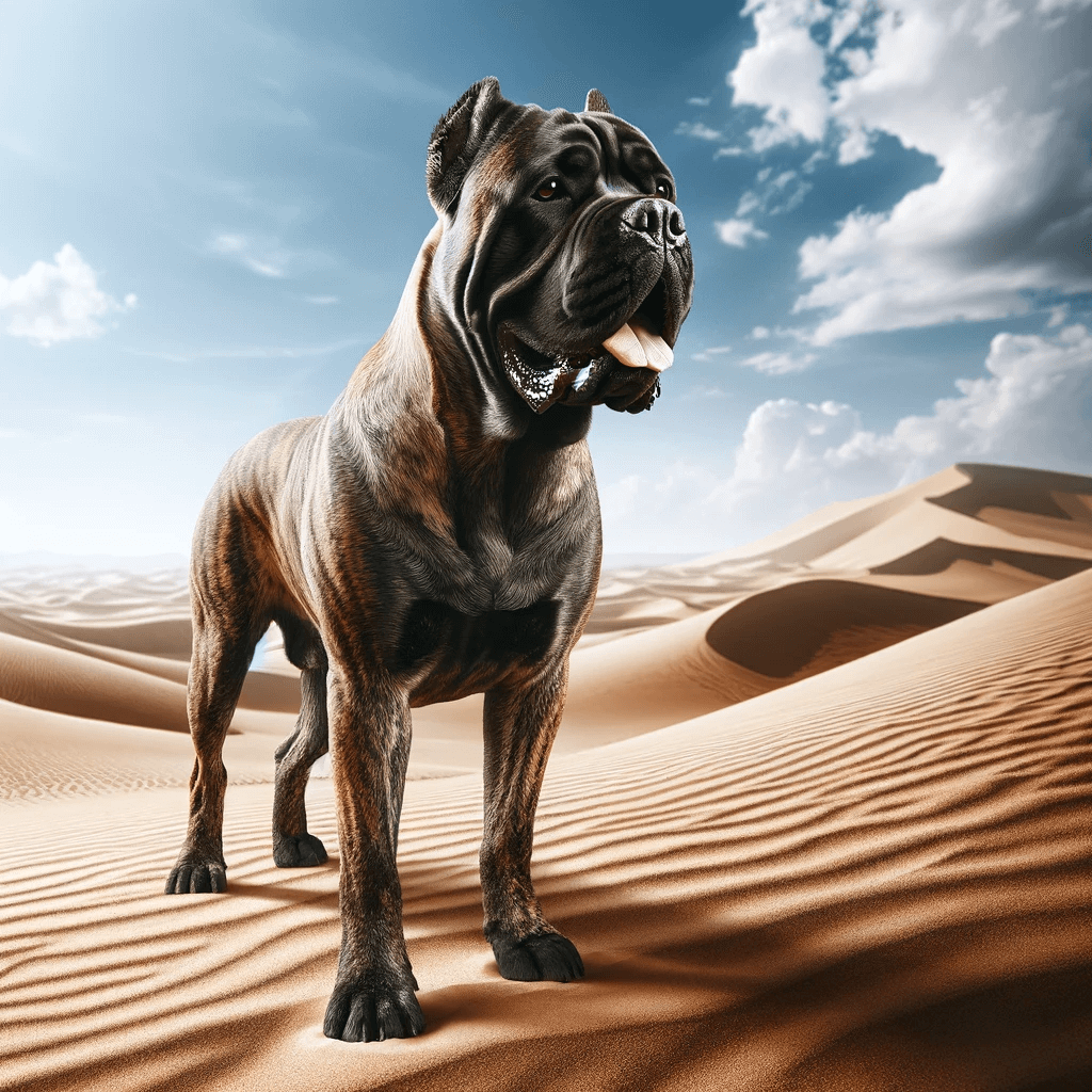 brindle_Cane_Corso_on_a_sandy_desert_landscape_with_dunes_in_the_background.