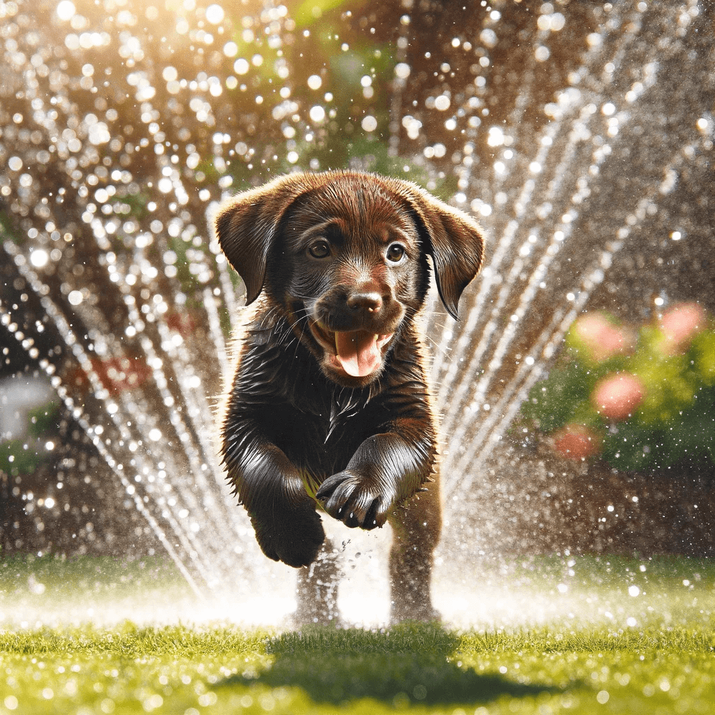 chocolate_lab_puppy_eagerly_jumping_through_a_sprinkler_surrounded_by_a_burst_of_water_droplets_catching_the_sunlight