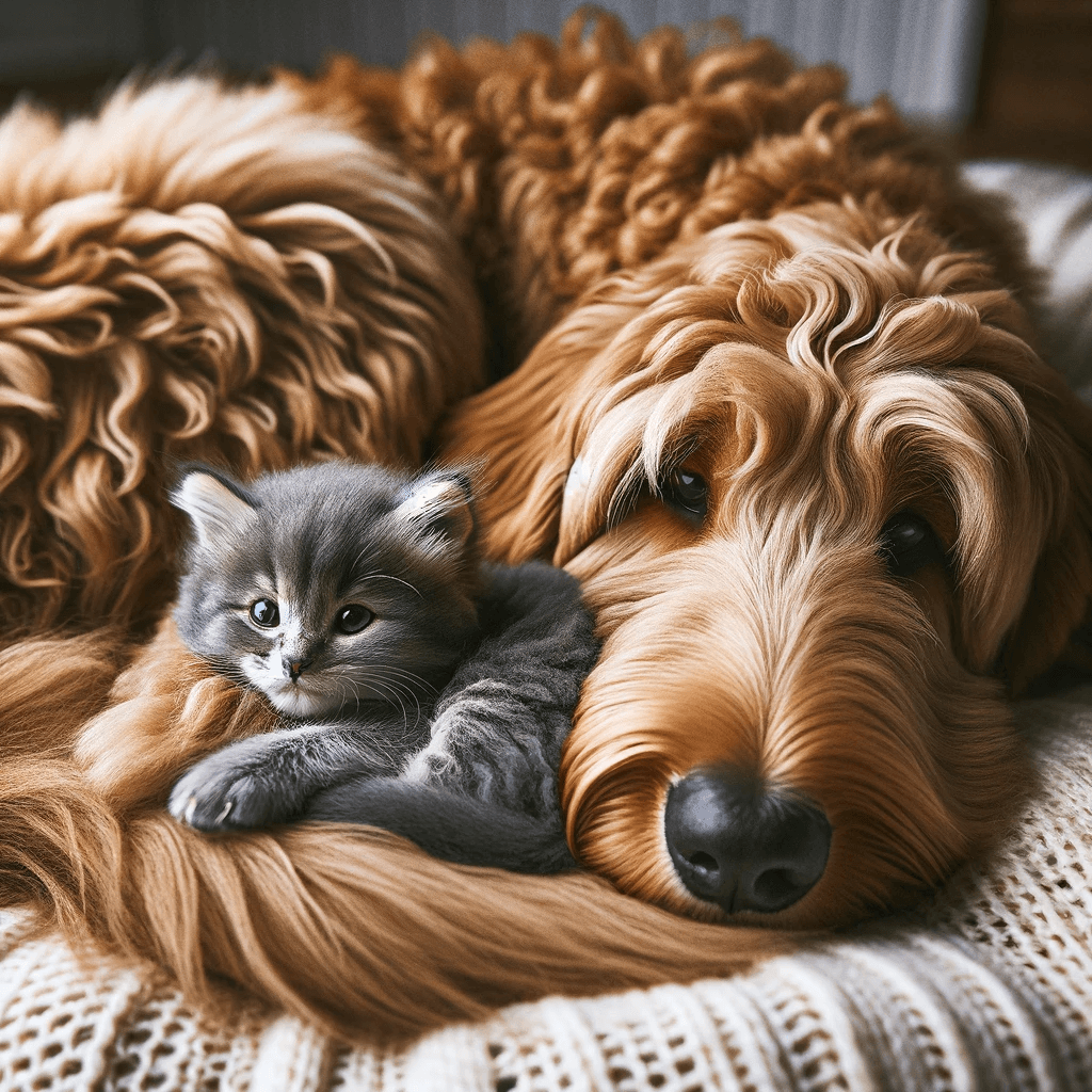 flat_coat_Goldendoodle_cuddling_with_a_kitten._Both_animals_should_be_resting_peacefully_together_showcasing_a_bond_between