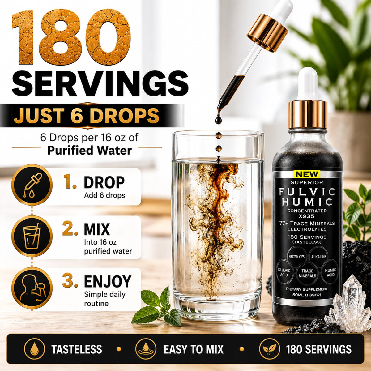 Fulvic Humic Mineral Blend Drops – 77+ Trace Minerals & Electrolytes