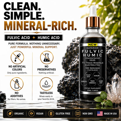 Fulvic Humic Mineral Blend Drops – 77+ Trace Minerals & Electrolytes