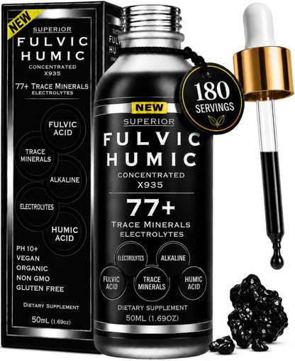 Fulvic Humic Mineral Blend Drops – 77+ Trace Minerals & Electrolytes