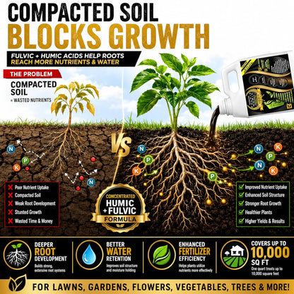 Liquid Aeration for Lawn - Humic & Fulvic Acid, Covers 10,000 Sq Ft