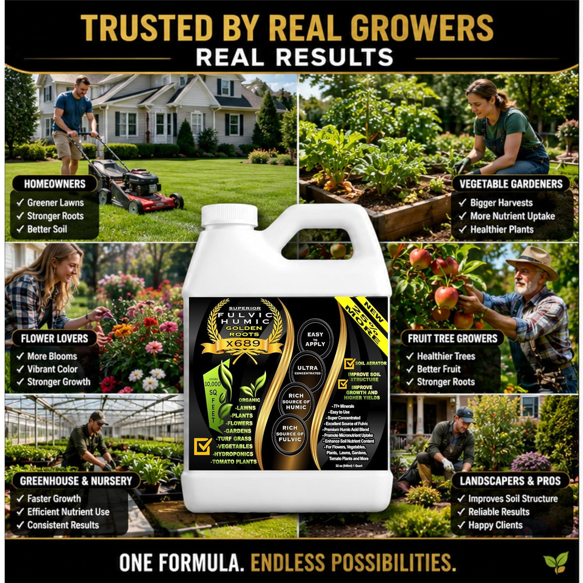 Liquid Aeration for Lawn - Humic & Fulvic Acid, Covers 10,000 Sq Ft