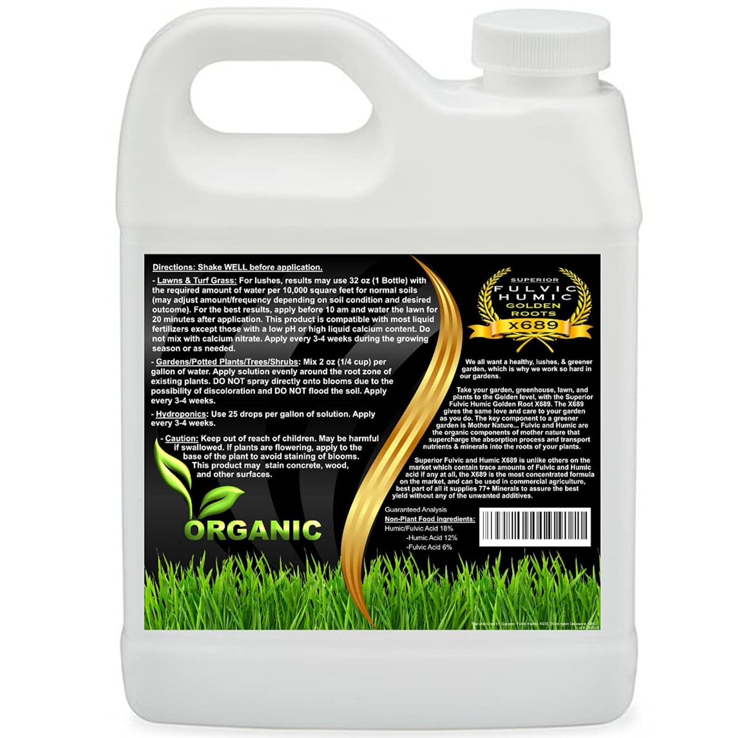 Liquid Aeration for Lawn - Humic & Fulvic Acid, Covers 10,000 Sq Ft