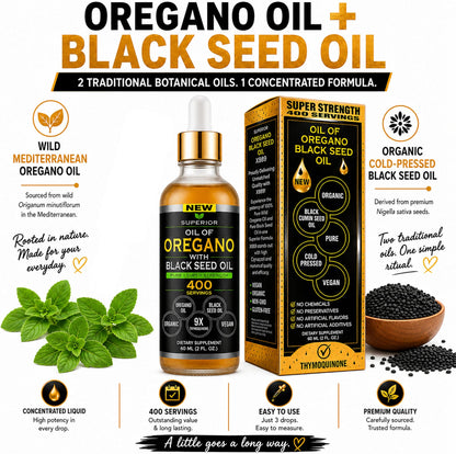 Oil of Oregano With Black Seed Oil Drops - 400 Servings