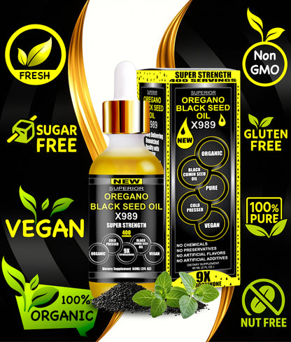 Oil Of Oregano With Black Seed Oil - Organic 2 in 1 Herbal Supplement | 400 Servings