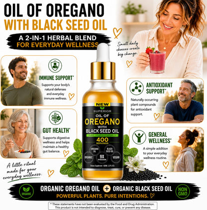 Oil of Oregano With Black Seed Oil Drops - 400 Servings