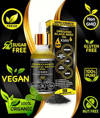 Oregano Black Seed Oil drops non gmo sugar free vegan 100% organic 100% pure fresh herbal supplement