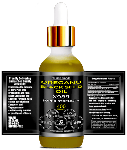 Oil Of Oregano With Black Seed Oil - Organic 2 in 1 Herbal Supplement | 400 Servings