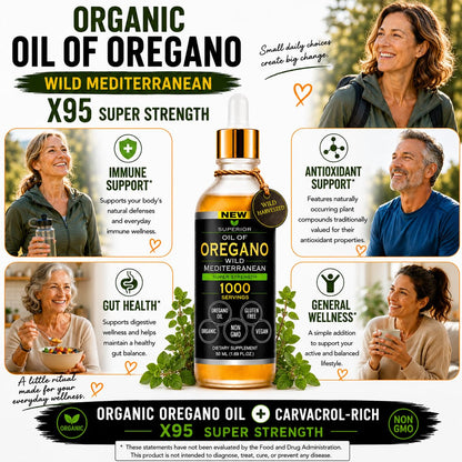 Oregano Oil Drops - 1,000 Servings | Organic Wild Mediterranean Oregano Oil