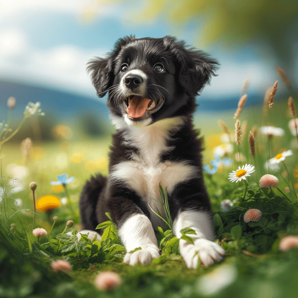 playful_Borador_puppy_Border_Collie_Lab_Mix_in_a_meadow