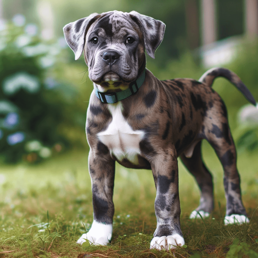 young_Catahoula_Bulldog_standing_on_grass_displaying_a_mottled_brindle_coat_with_white_paws_and_a_blue_collar
